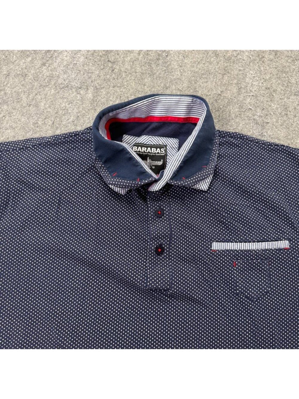 Barabas Polo Shirt Men L Blue Polka Dot Stretch Short Sleeve